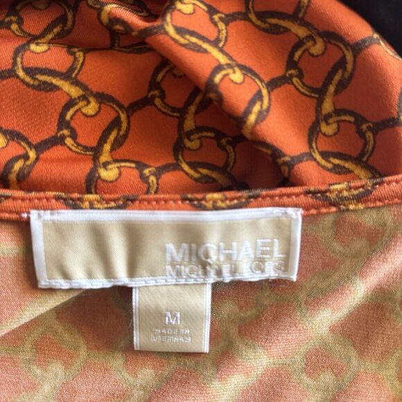 Michael Kors Cold Shoulder Top Women Medium Multicolor Chain Link Stretch Blouse - Picture 7 of 9